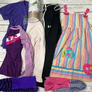 Girls XS Clothes Bundle Under Armour joggers, shirts nwt t-shirt, tights